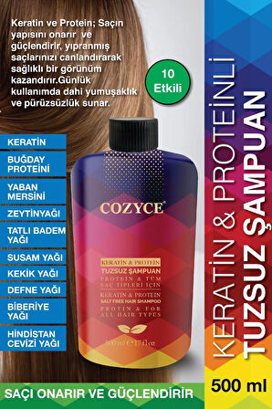COZYCE KERATİN VE PROTEİNLİ TUZSUZ ŞAMPUAN (10ETKİ) 500ML