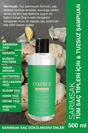 Cozyce Sarımsak & Tüm Saç Tipleri Için Tuzsuz Şampuan 500 ml