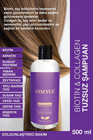 Cozyce Biotin & Collagen Dolgunlaştırıcı Bakım Tuzsuz Şampuan 500 ml