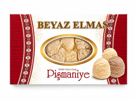 Beyaz Elmas Küçük Boy Pişmaniye 125 Gr - Kakaolu Geleneksel Türk Pişmaniyesi - Tel Helva