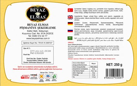 beyaz elmas sade saray helvası 250 gr -  pancar şekerli - geleneksel tel helva