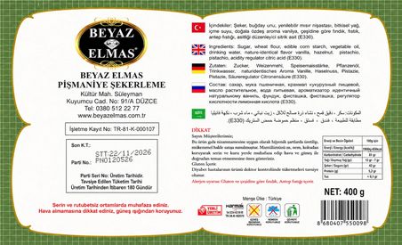 beyaz elmas beyas elmas fıstıklı saray helvası 400 gr -  pancar şekerli