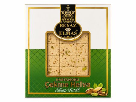 Beyaz Elmas Kastamonu Çekme Helva Antep Fıstıklı 280 Gr - Geleneksel Kastamonu Usulü Çekme Helva - Tel Helva