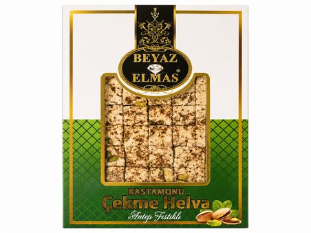 Beyaz Elmas Kastamonu Çekme Helvası Antep Fıstıklı 410 Gr - Geleneksel Kastamonu Helvası - Tel Helva