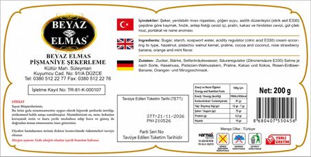 Beyaz Elmas Çeşnili Lokum 200 Gr Karışık Meyve Aromalı Türk Lokumu - Hindistan Cevizli