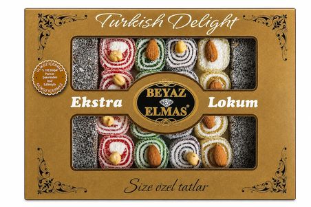 beyaz elmas beyas elmas kare cevizli bademli lokum 400 gr - glikoz i̇çermez -  pancar şekerinden üretilmiştir