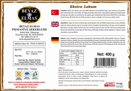beyaz elmas beyas elmas kare cevizli bademli lokum 400 gr - glikoz i̇çermez -  pancar şekerinden üretilmiştir