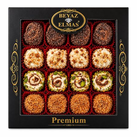 Beyaz Elmas Premium Lokum 350 Gr - Karışık Kuruyemişli Türk Lokumu - Fıstıklı Fındıklı Hediyelik Lokum