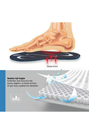 BG192 | Yumuşak Masaj Noktalı, Memory Foam Ayakkabı Tabanı, Klasik Ayakkabılar İçin İç Tabanlık