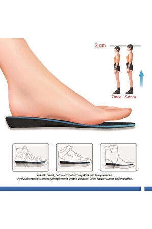BU02 - 2 Cm Boy Uzatıcı | Gizli Topuk Yükseltici, Yastıklamalı Boy Uzatma Iç Tabanlık