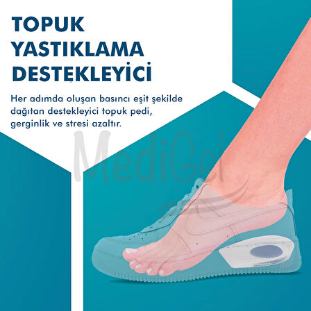 Slikon Topuk Yastıklama Pedi, Yumuşak Topuk Dikeni İçin Destekleyici Slikon Jel Ped