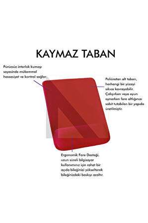 Mp02 - Kırmızı Dörtgen Bilek Destekli Mouse Pad | Konfor, Kaymaz Taban, Ergonomik, Yumuşak, Ev,ofis