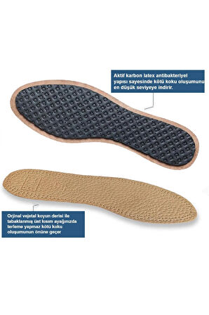 LT03 - Delüks Deri | Tüm Ayakkabılar Ile Uygun, Koku Önleyici, Ter Emici, Kaymaz Iç Tabanlık