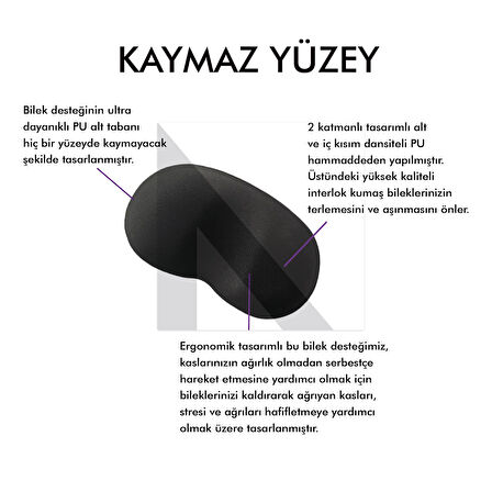 MP03 - Memory Mouse Ve Klavye Bilek Destek Pedi | Yumuşak, Ergonomik, El Bileği Dinlendirme Ped Set