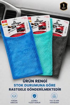Ebrayn Mikrofiber Kadife Temizlik Bezi 40x40 cm Ultra Emici Araç İçi Torpido Cam Oto Detay Temizlik Bezi 1 Adet