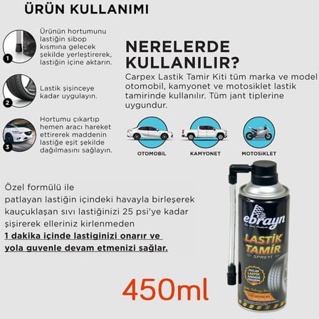 Ebrayn Lastik Tamir Spreyi 450 ml EBR-887