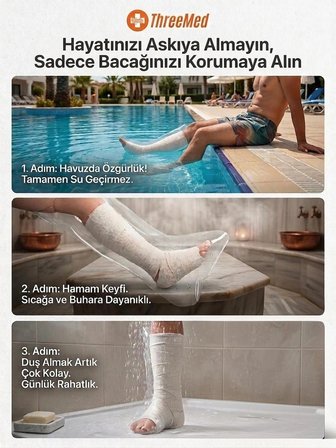 Alçı ve Bandaj Koruyucu - Yetişkin Bacak Diz Üstü Su Geçirmez Her Islak Alanda Kullanım Kırık Bandaj gibi Durumlar İçin Banyo ve Duş Ürünü Alçı Bonesi