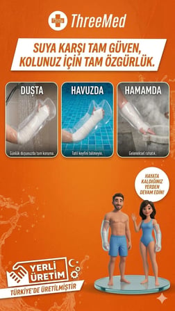 Alçı ve Bandaj Koruyucu - Yetişkin Kol Su Geçirmez Her Islak Alanda Kullanım Kırık Bandaj gibi Durumlar İçin Banyo ve Duş Ürünü Alçı Bonesi