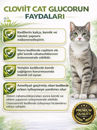 Kedi Glucorun – Kediler İçin Eklem, Kalça & Kemik Glukozamin Takviyesi 90 Tablet