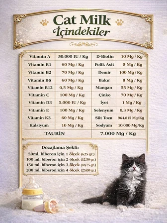 Yavru Kediler İçin Süt Tozu 250 gr