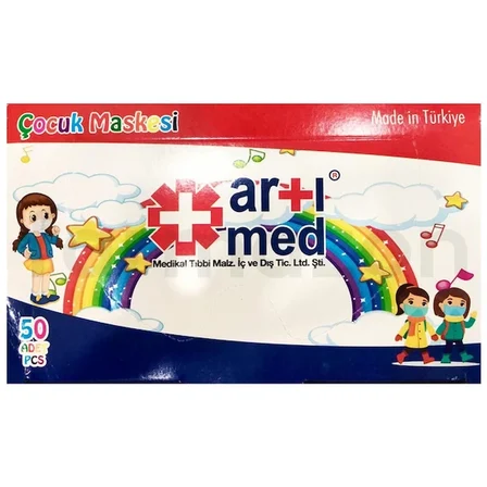 Artımed 3 Katlı Meltblown Çocuk Cerrahi Maske Beyaz Telli 50'li