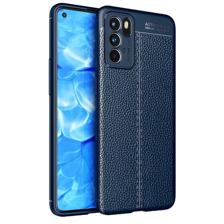 Oppo Reno 6 4G Kılıf Deri Görünümlü Silikon Kamera Korumalı Üstün Koruma Alan Tech
