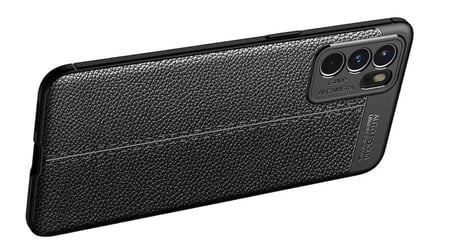 Oppo Reno 6 4G Kılıf Deri Görünümlü Silikon Kamera Korumalı Üstün Koruma Alan Tech