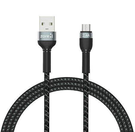 Siyah Shira Serisi Micro Usb Kablo 1 Metre-Zore