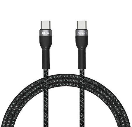 Siyah Shira Serisi Type-c to Type-c PD Kablo 1 Metre-Zore