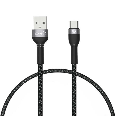 Siyah Shira Serisi Type-c Usb Kablo 30 cm-Zore