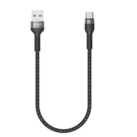 Siyah Shira Serisi Type-c Usb Kablo 30 cm-Zore
