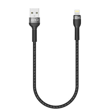 Siyah Shira Serisi Lightning Usb Kablo 30 cm-Zore