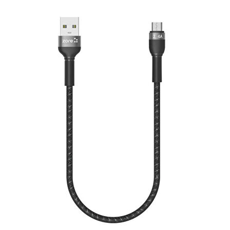 Siyah Shira Serisi Micro Usb Kablo 30 cm-Zore