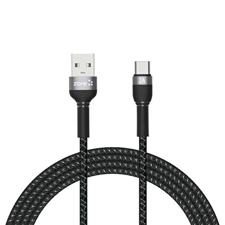 Siyah Shira Serisi Type-c Usb Kablo 2 Metre-Zore
