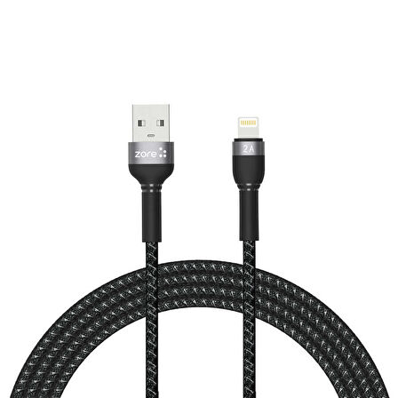 Siyah Shira Serisi Lightning Usb Kablo 2 Metre-Zore