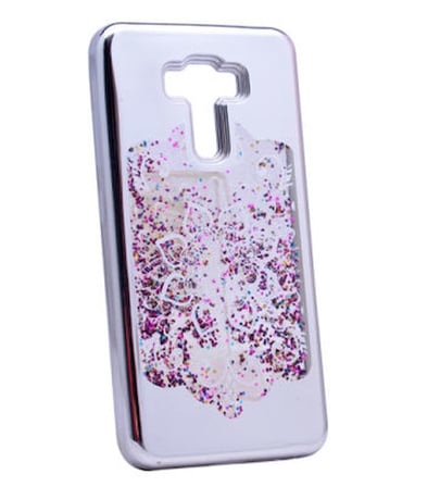 Lexroo Asus Zenfone 3 Laser ZC551KL Kılıf Lexroo Lazer Çiçekli Sıvılı Silikon - Gümüş