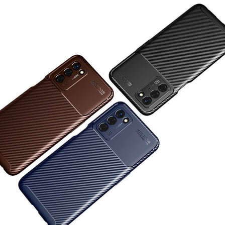 Oppo A55 5G Kılıf Karbon Görünümlü Silikon Kamera Korumalı Üstün Koruma Novatech