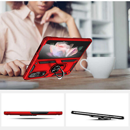 Galaxy Z Fold 3 Uyumlu Zore Vega Kapak-Siyah