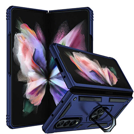 Galaxy Z Fold 3 Uyumlu Zore Vega Kapak-Mavi
