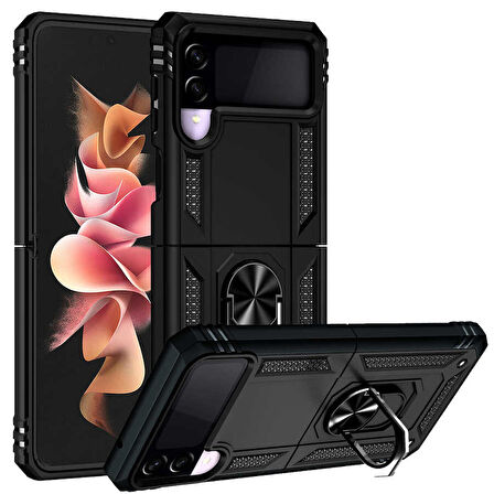 Galaxy Z Flip 3 Uyumlu Zore Vega Kapak-Siyah