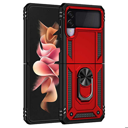 Galaxy Z Flip 3 Uyumlu Zore Vega Kapak-Kırmızı