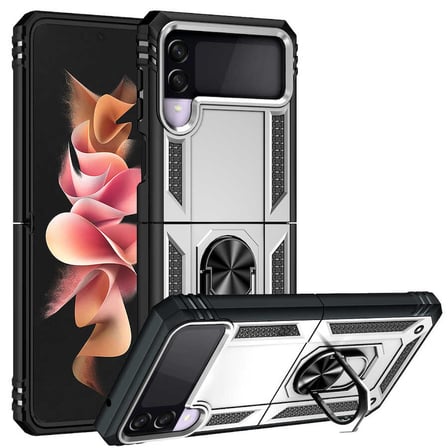 Galaxy Z Flip 3 Kılıf Kamera Koruyucu Manyetik Standlı Tank Koruma Novatech