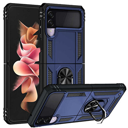 Galaxy Z Flip 3 Uyumlu Zore Vega Kapak-Mavi