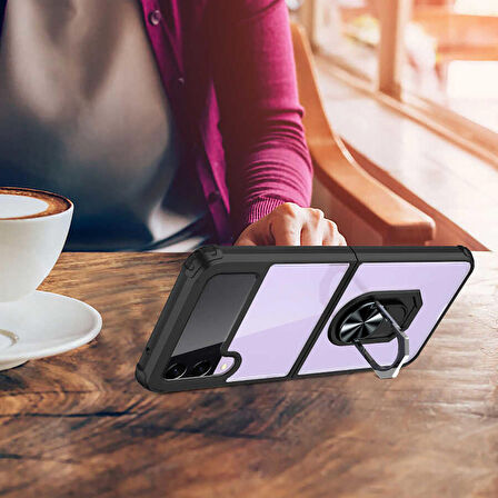 Galaxy Z Flip 3 Uyumlu Zore Mola Kapak-Siyah