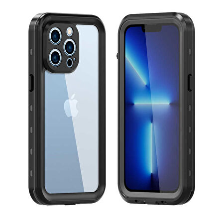 iPhone 13 Pro Uyumlu 1-1 Su Geçirmez Kılıf-Siyah