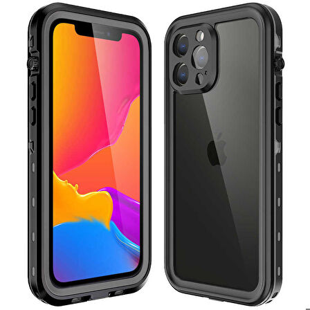 iPhone 13 Pro Max Uyumlu 1-1 Su Geçirmez Kılıf-Siyah