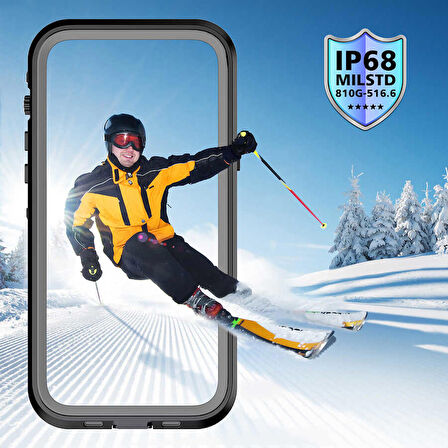 iPhone 13 Pro Max Uyumlu 1-1 Su Geçirmez Kılıf-Siyah
