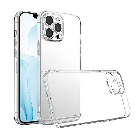 iPhone 13 Pro Max Uyumlu Zore Kamera Korumalı Süper Silikon Kılıf-Renksiz