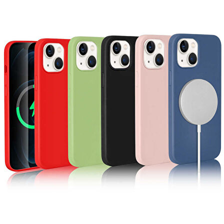 iPhone 13 Uyumlu Zore Silksafe Wireless Kılıf-Pembe Açık