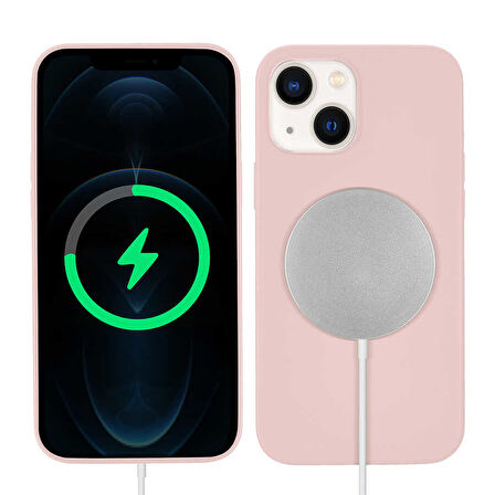 iPhone 13 Uyumlu Zore Silksafe Wireless Kılıf-Pembe Açık